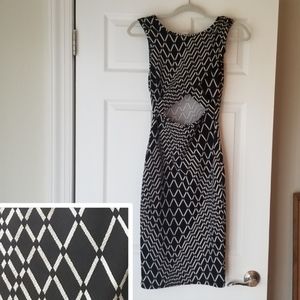 Monaco USA Black and White Dress Cutout Geo Print